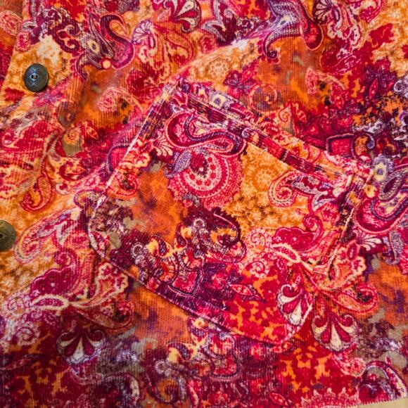 CJ Banks Corduroy Jacket Women's 1X Pink Orange Purple Paisley Boho Vintage - Picture 8 of 9